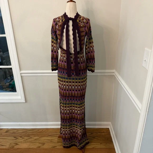 NWT $228 Free People Good Vibrations Retro knit maxi dress- Size XS - Picture 4 of 7